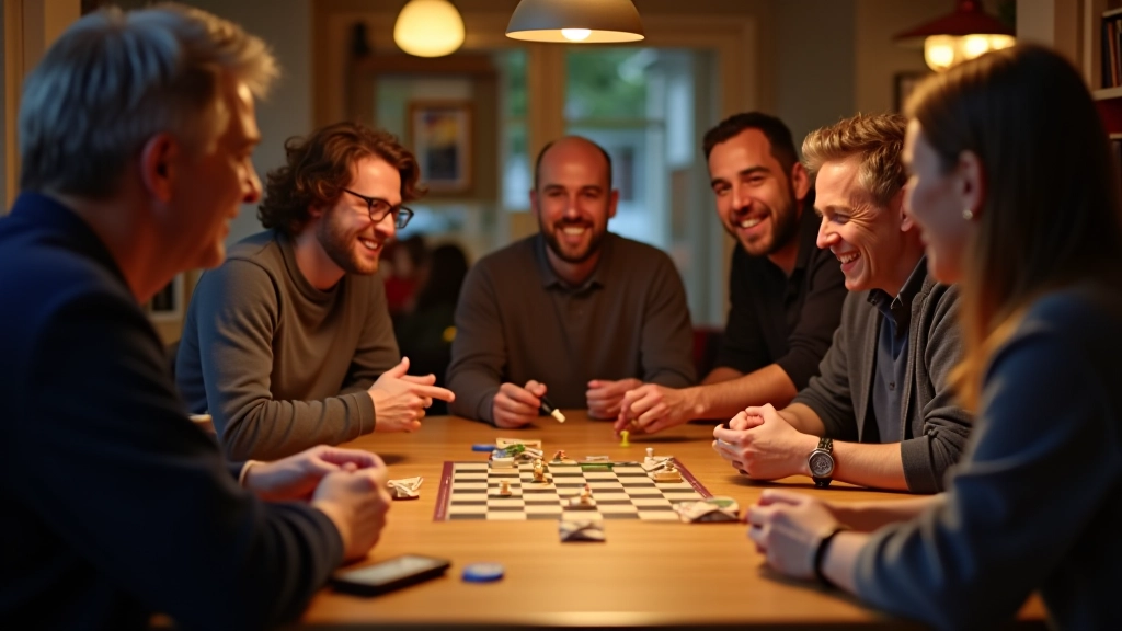 Board game night with players gathered around a table